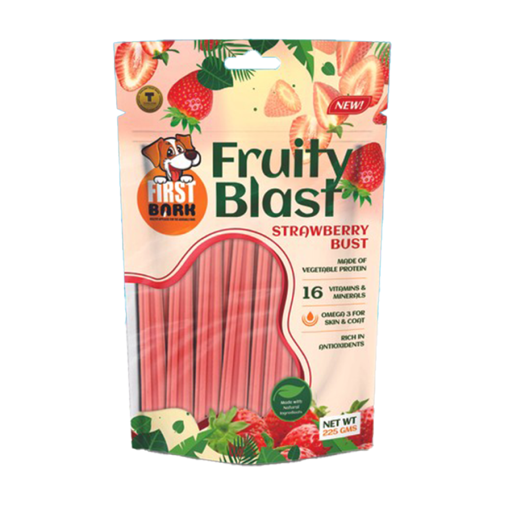 First Bark Fruity Blast Strawberry Dog Treats 225g x 2 Pack | Premium Fruit Flavoured Dog Biscuits | Healthy Training Treats & Reward Snacks for Dogs