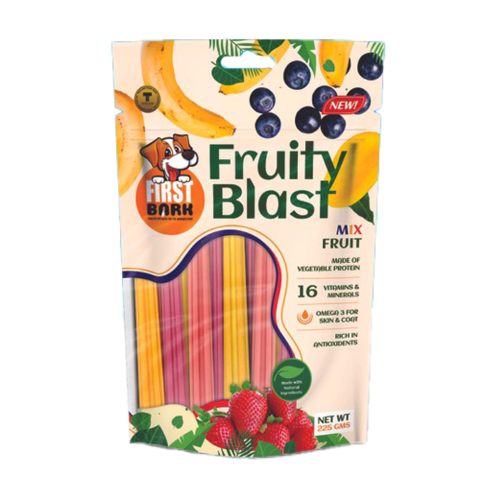 First Bark Fruity Blast Mix Fruit Dog Treats 225g x 2 Pack | Premium Fruit Flavoured Dog Biscuits | Healthy Training Treats & Reward Snacks for Puppies & Adult Dogs