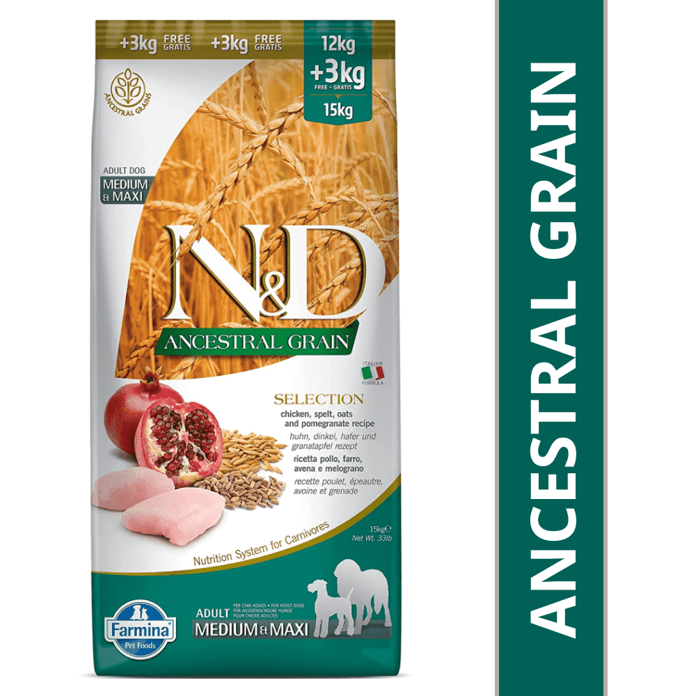 Farmina N&D Chicken Pomegranate Ancestral Grain Selection Adult Medium & Maxi 15kg