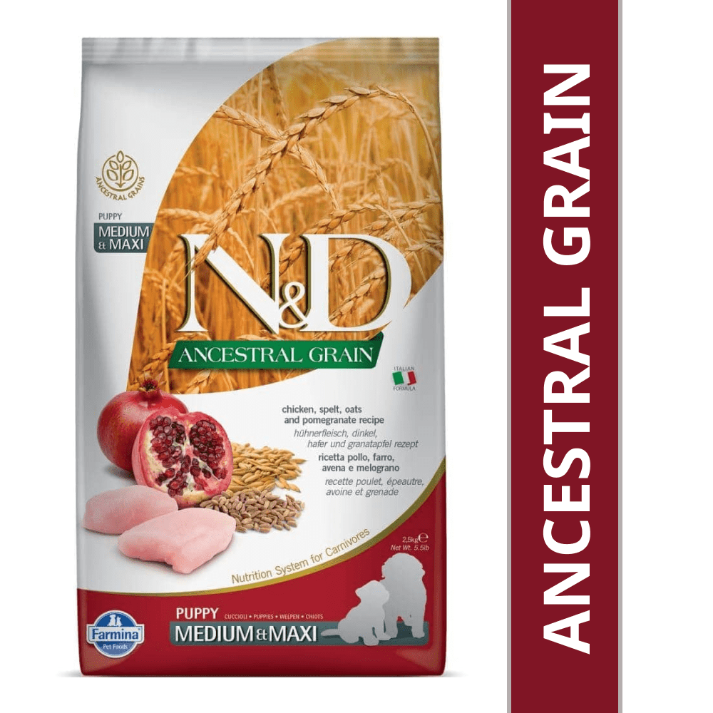 Farmina N&D Ancestral Grain Chicken Pomegranate Puppy Medium Maxi 2.5kg