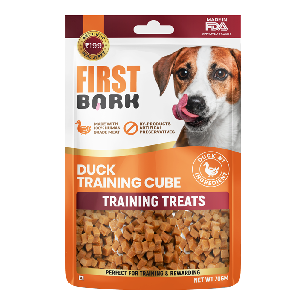 First Bark Duck Training Cubes Dog Treats 70g Pack of 4 | Soft & Chewy Duck Training Treats for Dogs | High Protein Puppy Training Rewards | Natural Dog Snacks for All Breeds