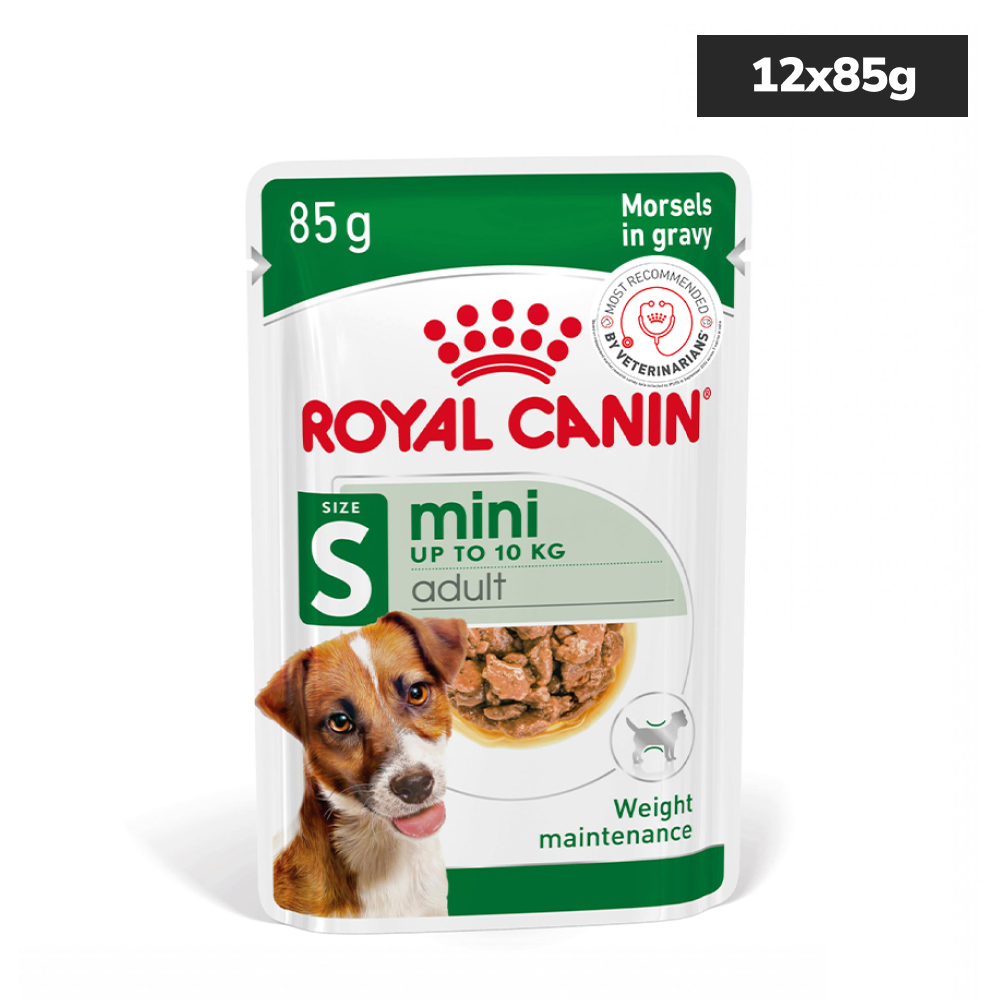 Royal Canin Mini Adult Gravy Wet Dog Food 85g x 12 Pouches | Complete Nutrition for Small Breed Adult Dogs | Digestive Health, Skin & Coat Support Dog Food