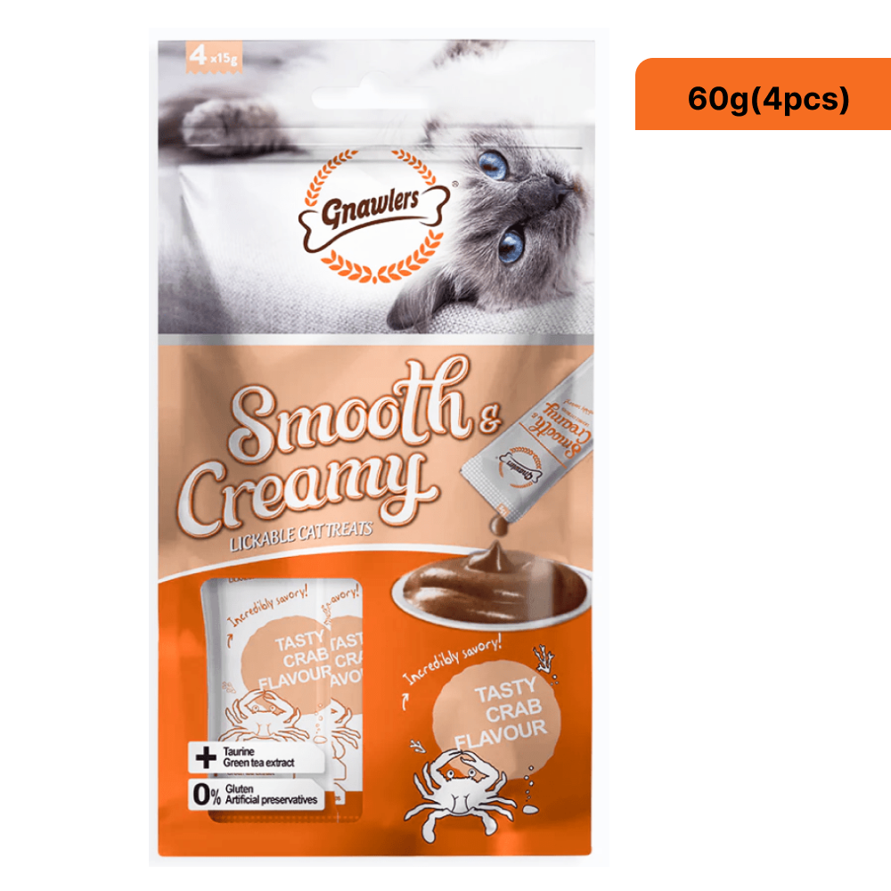 Gnawlers - Smooth & Creamy Lickable Cat Treat Tasty Crab Flavour - 60g
