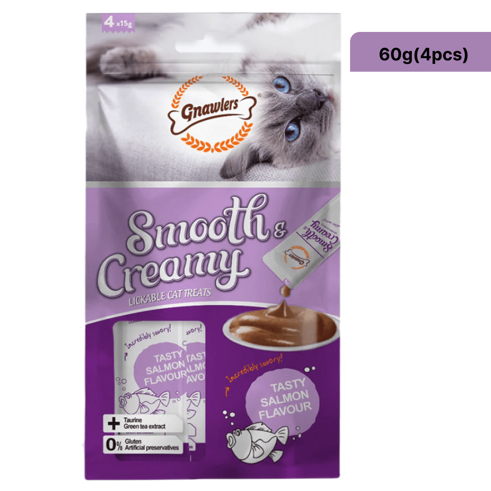 Gnawlers - Smooth & Creamy Lickable Cat Treat Tasty Salmon Flavour - 60g