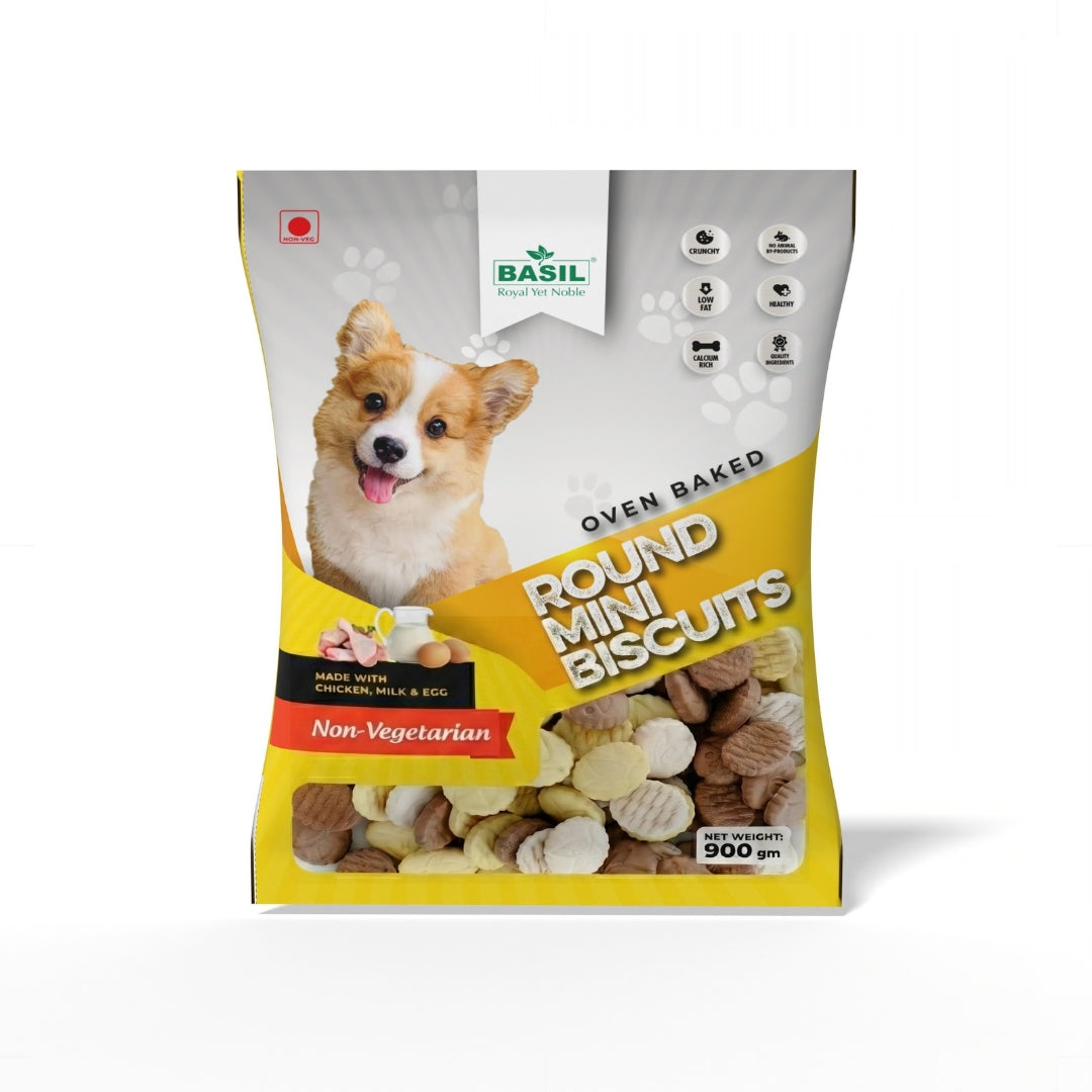 Basil Puppy Round Mini Biscuits 900g