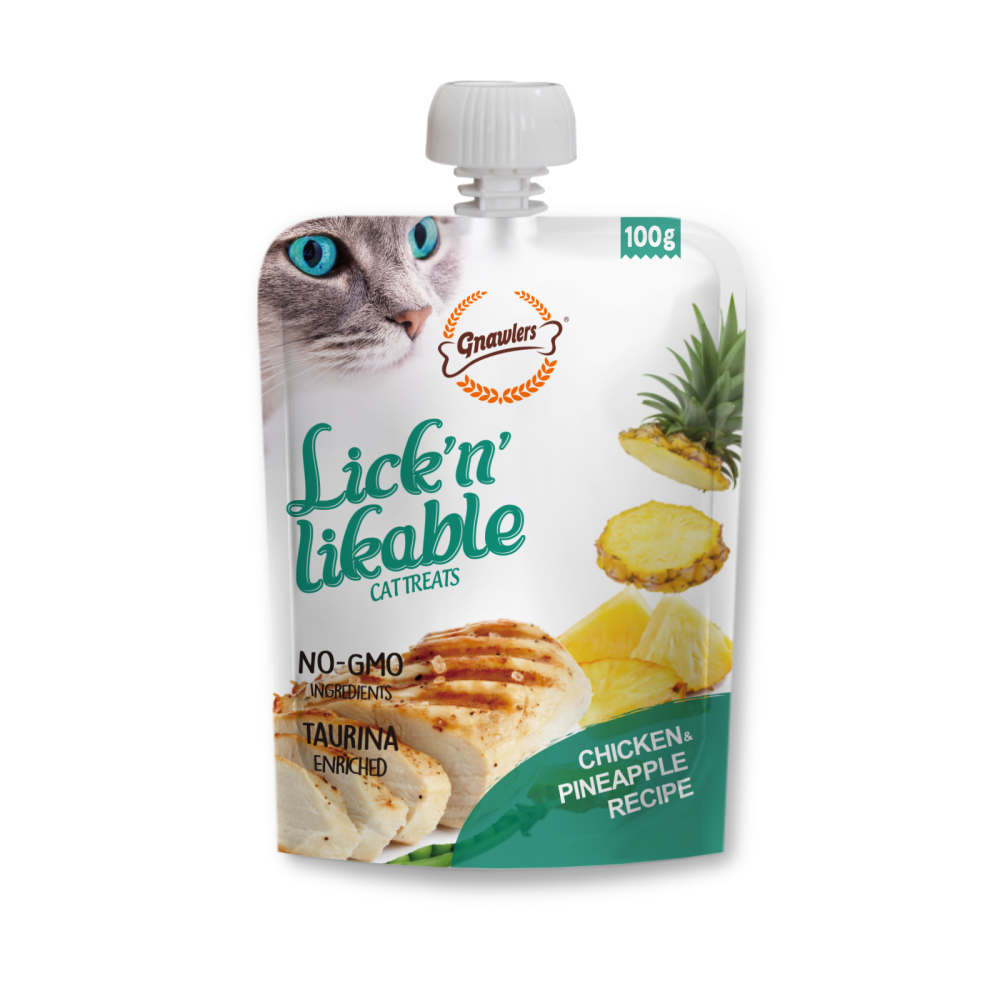Gnawlers Lickn Likable Cat Treat Chicken Pineapple Recipe 100g