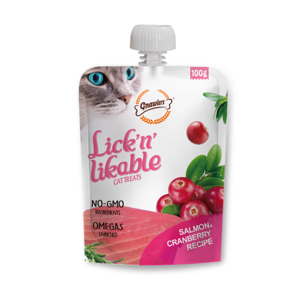 Gnawlers Lickn Likable Cat Treat Salmon & Cranberry Recipe 100g
