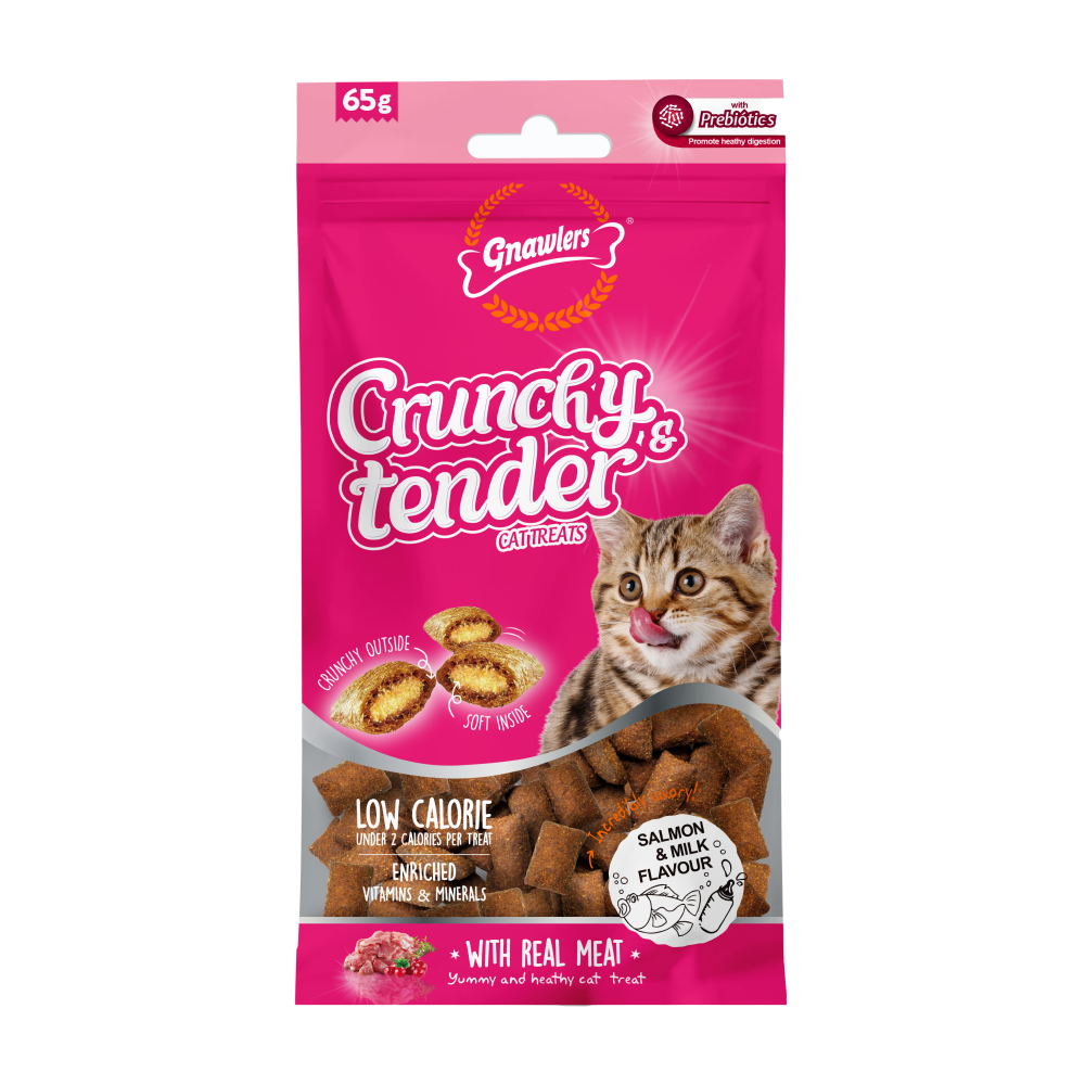 Gnawlers Crunchy Tender Cat Treats Salmon & Milk Flavour 65g