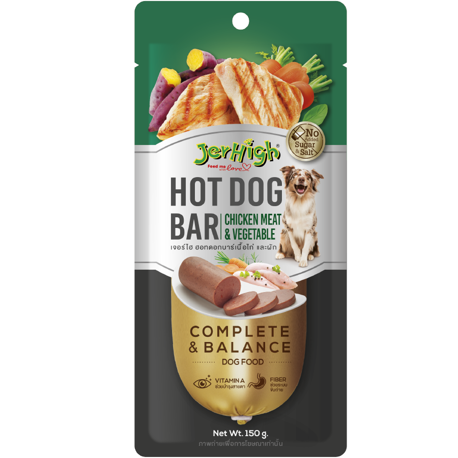 JerHigh - Hotdog Bar Chicken & Veg 150g - Packof6