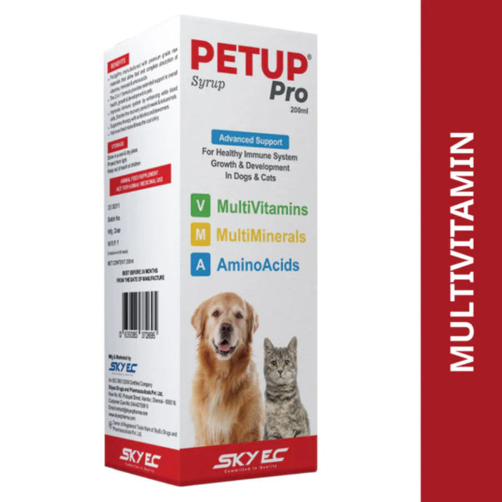 SKYEC Petup Pro Syrup MultiMinerals MultiOxidant Amino Acids Supplement for Dogs and Cats 200ML