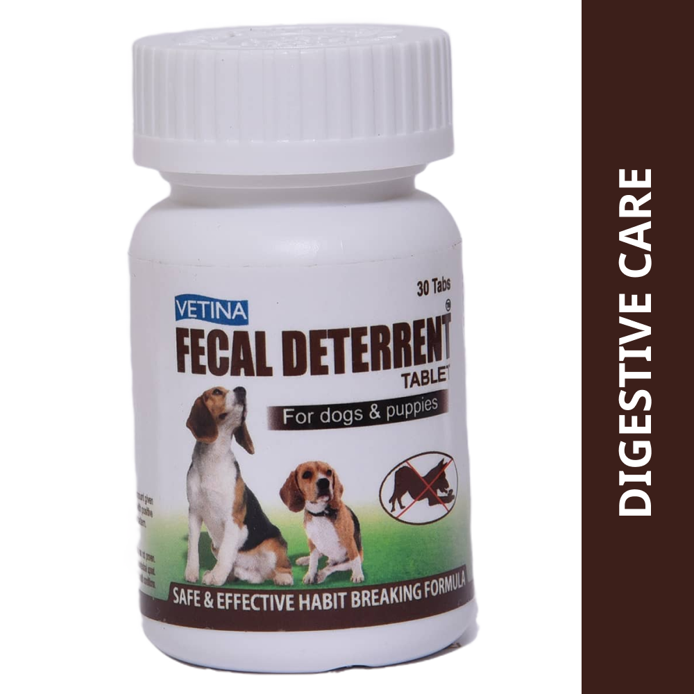 Vetina Fecal Deterrent Tablets for Dogs & Puppies 30 Tablets | Coprophagia Support Supplement | Habit Breaking Formula for Stool Eating Dogs