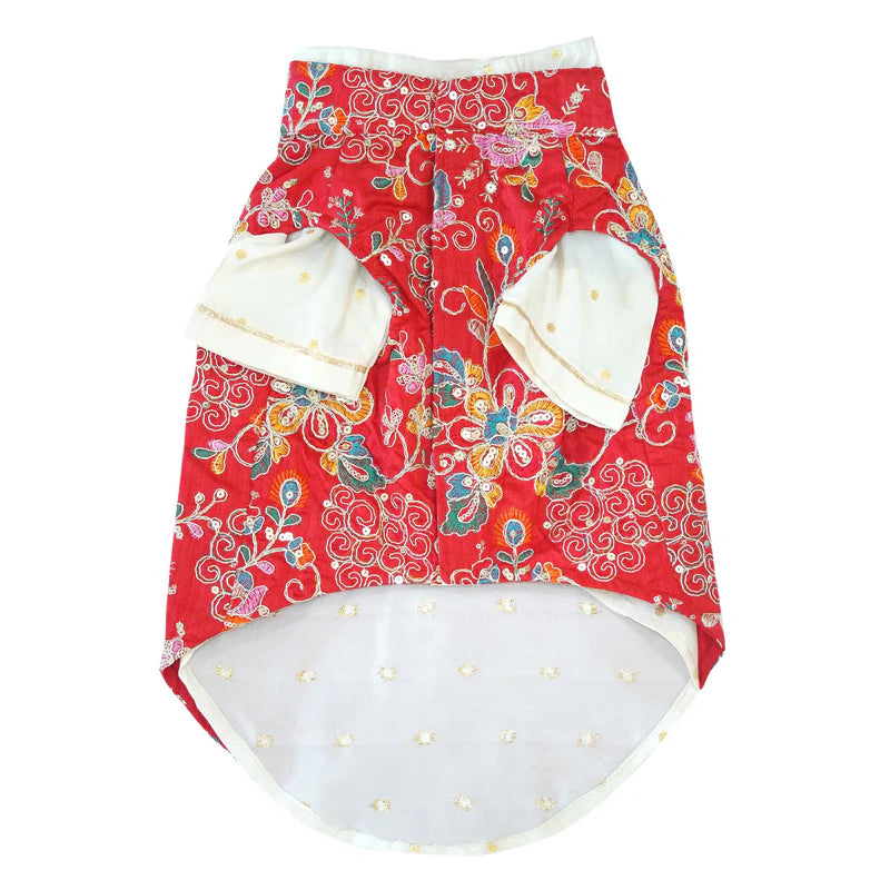 Festive Red Kurta for Dogs – Elegant Ethnic Festive Wear for Your Furry Friend |