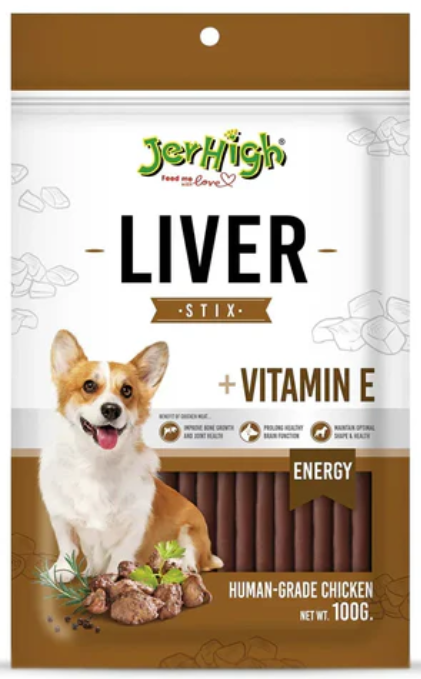 JerHigh Liver Dog Treats 100g Pack of 3 | Premium Liver Flavor Healthy Dog Snacks | High Protein Training Reward Treats for Puppies & Adult Dogs | Vitamin Enriched Pet Treats