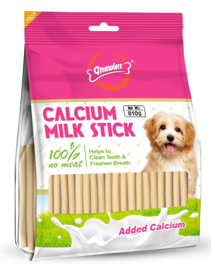 Gnawlers Calcium Milk Sticks Dog Treat 810g | Calcium Rich Dog Chew Sticks | Healthy Dental Dog Treat | High Protein Milk Dog Snacks | Puppy & Adult Dog Training Treat | Long Lasting Chew