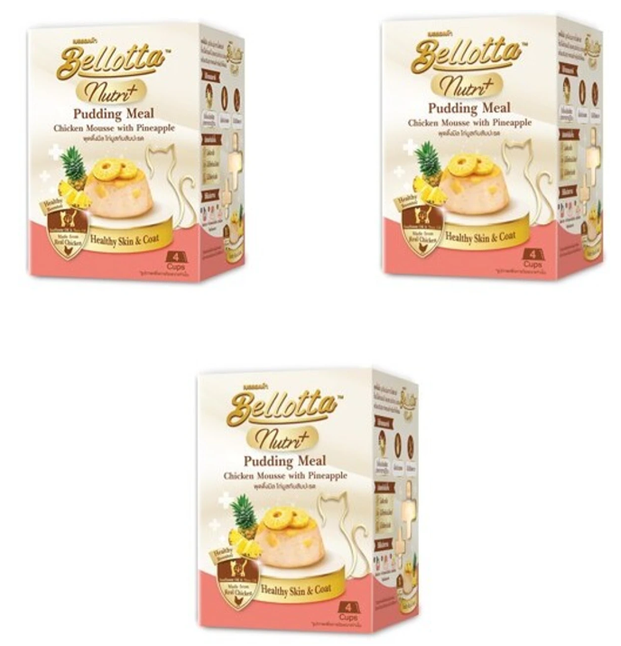 Bellotta Nutri+ Premium Cat Pudding Meal Chicken Mousse with Pineapple, Wet Treat Chicken Cat Treat (100 g, Pack of 3) – Premium Wet Cat Food & Lickable Treat