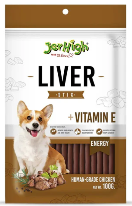 JerHigh Liver Dog Treats 100g (Pack of 4) | Premium Chicken & Liver Dog Snacks | Soft & Chewy High Protein Treats | Enriched with Vitamins & Minerals | Suitable for All Dog Breeds