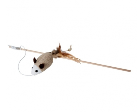 Basil Cat Stick with Mouse – Interactive Mouse Wand Cat Toy for Indoor Cats, Teaser Stick with Plush Mouse for Kittens & Adult Cats, Durable Hunting, Exercise & Training Pet Toy