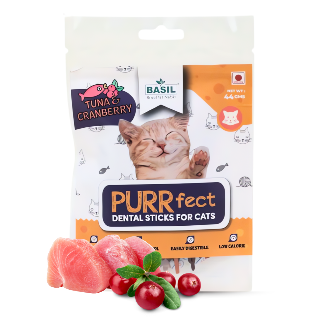 Basil - Purrfect Dental Sticks Tuna & Cranberry - 44gm