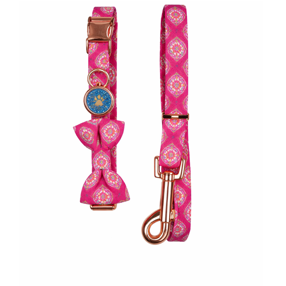 Pets Empire Diamond Delight Collar & Leash Set With Bow L