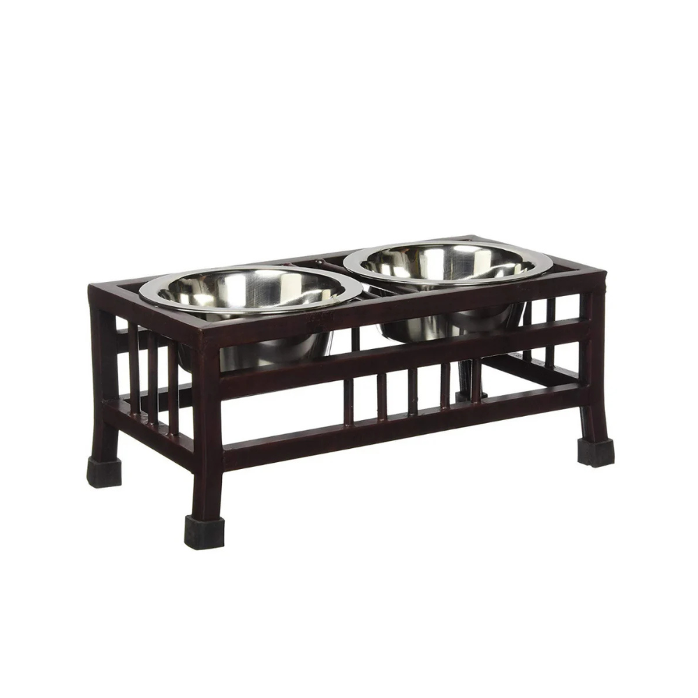Pets Empire Square Metal Double Diner Bowl Set Small