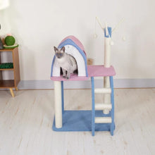 Load image into Gallery viewer, Petstreet Multi-Level Cat Tree House Pink &amp; Blue
