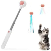 Load image into Gallery viewer, Holy Paws Retractable Cat Teasing Stick with Laser Light and Replacement Head &amp; Cat Feather Toy
