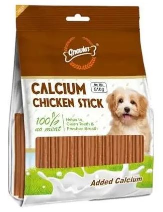 Gnawlers Calcium Chicken Stick Dog Treats Calcium-Rich Chew Sticks with Real Chicken Flavour 810g