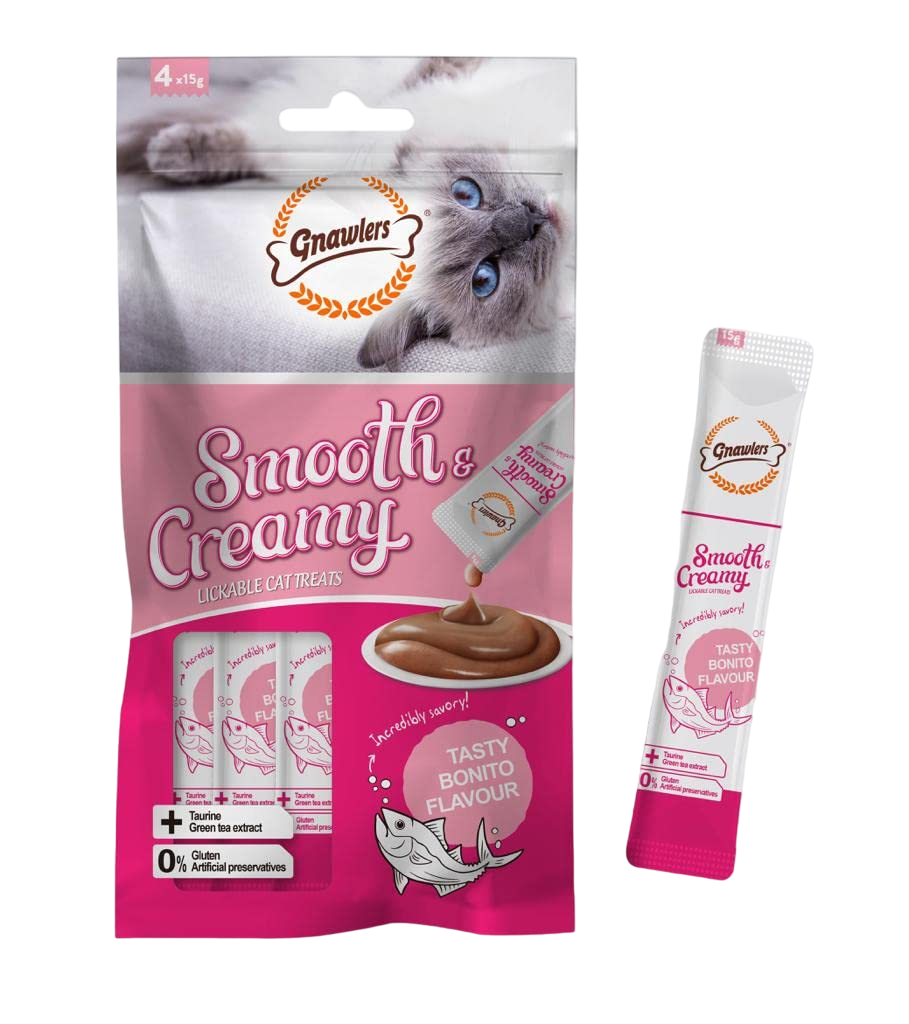Gnawlers Smooth & Creamy Lickable Cat Treats Bonito Flavour 60G