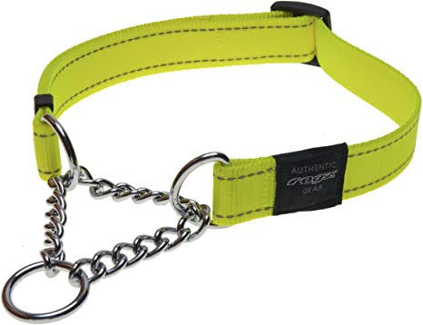 Duo Collar - Half Chain + Half Band (Neon Green)