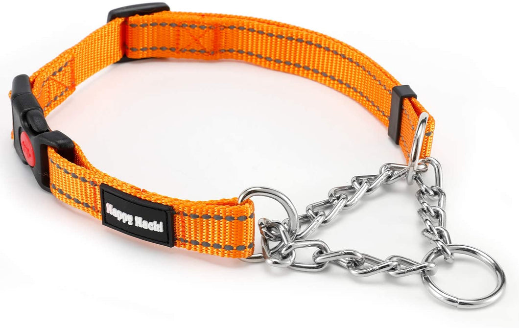 Duo Collar - Half Chain + Half Band (Neon Orange)