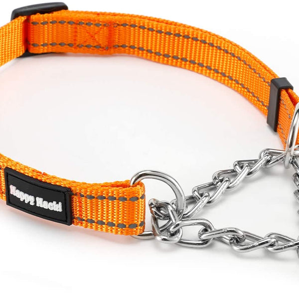 Duo Collar - Half Chain + Half Band (Neon Orange)