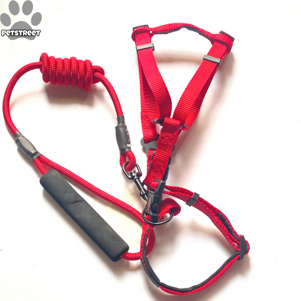 Rope Collar Harness - Red