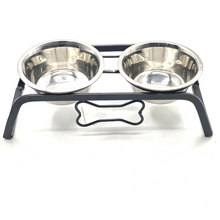 Load image into Gallery viewer, Steel Pet Bowl Elevated Station - Bone Design