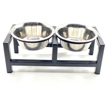 Load image into Gallery viewer, Steel Pet Bowl Elevated Station - Double Squared
