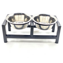 Load image into Gallery viewer, Steel Pet Bowl Elevated Station - Double Squared