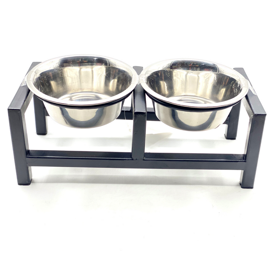 Steel Pet Bowl Elevated Station - Double Squared