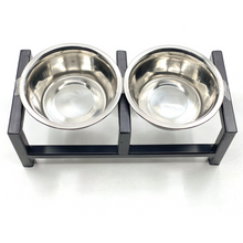 Load image into Gallery viewer, Steel Pet Bowl Elevated Station - Double Squared
