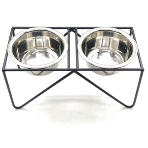 Steel Pet Bowl Elevated Station - Double Triangle