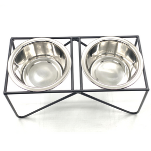 Steel Pet Bowl Elevated Station - Double Triangle