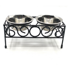 Load image into Gallery viewer, Steel Pet Bowl Elevated Station - Wrought Iron Design